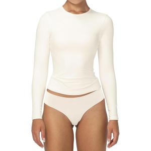 imageSunzel Long Sleeve T Shirts for Women with Crew Neck Double Lined Tops Slim Fit Basic Tee Casual Undershirt OutfitsBeige