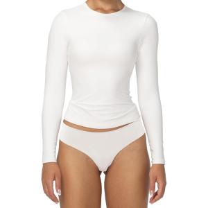 imageSunzel Long Sleeve T Shirts for Women with Crew Neck Double Lined Tops Slim Fit Basic Tee Casual Undershirt OutfitsWhite