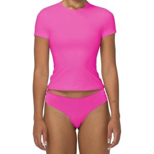 imageSunzel Short Sleeve Shirts for Women Slim Fit Double Lined T Shirt with Crew Neck Basic Summer Tops for Workout ampamp CasualHot Pink
