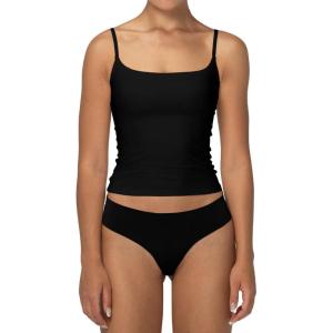 imageSunzel Womens Sexy Square Neck Tank Top Summer Going Out Basic Cami Shirt with Adjustable Straps and Sleek FitBlack