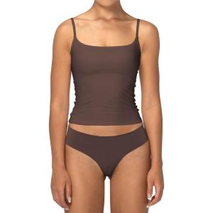 imageSunzel Womens Sexy Square Neck Tank Top Summer Going Out Basic Cami Shirt with Adjustable Straps and Sleek FitSeal Brown
