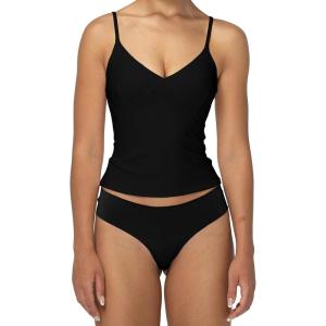 imageSunzel Womens Tops Sexy V Neck Camisole with Spaghetti Straps Double Lined Trendy Basic Tank for Fall Going OutBlack