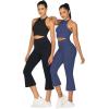 imageSunzel Butterflycra High Waist Mini Flared Leggings for Women Tummy Control Casual Flare Yoga Pants for Yoga Workout GymAsh Blue