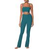 imageSunzel Butterflycra High Waist Mini Flared Leggings for Women Tummy Control Casual Flare Yoga Pants for Yoga Workout GymForest Green
