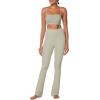 imageSunzel Butterflycra High Waist Mini Flared Leggings for Women Tummy Control Casual Flare Yoga Pants for Yoga Workout GymGrayish Green