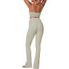 imageSunzel Butterflycra High Waist Mini Flared Leggings for Women Tummy Control Casual Flare Yoga Pants for Yoga Workout GymGrayish Green
