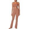 imageSunzel Butterflycra High Waist Mini Flared Leggings for Women Tummy Control Casual Flare Yoga Pants for Yoga Workout GymRaw Umber