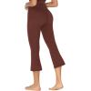 imageSunzel Butterflycra High Waist Mini Flared Leggings for Women Tummy Control Casual Flare Yoga Pants for Yoga Workout GymWine Red