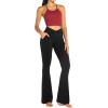 imageSunzel Flare Leggings for Women with Pockets Crossover Yoga Pants with Tummy Control High Waisted and Wide LegJet Black