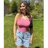 imageSunzel Free to Be Tank Crop Ribbed Tank Tops Seamless Racerback Camisoles No pad Camis Cropped Workout Gym YogaBlackblack2pcswaist Length