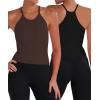 imageSunzel Free to Be Tank Crop Ribbed Tank Tops Seamless Racerback Camisoles No pad Camis Cropped Workout Gym YogaBlackjava Brown 2pcswaist Length