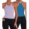 imageSunzel Free to Be Tank Crop Ribbed Tank Tops Seamless Racerback Camisoles No pad Camis Cropped Workout Gym YogaClassic Bluelilac2pcswaist Length