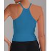imageSunzel Free to Be Tank Crop Ribbed Tank Tops Seamless Racerback Camisoles No pad Camis Cropped Workout Gym YogaClassic Bluelilac2pcswaist Length