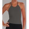 imageSunzel Free to Be Tank Crop Ribbed Tank Tops Seamless Racerback Camisoles No pad Camis Cropped Workout Gym YogaDeep Greybbeige2pcswaist Length