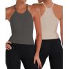 imageSunzel Free to Be Tank Crop Ribbed Tank Tops Seamless Racerback Camisoles No pad Camis Cropped Workout Gym YogaDeep Greybbeige2pcswaist Length