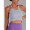 imageSunzel Free to Be Tank Crop Ribbed Tank Tops Seamless Racerback Camisoles No pad Camis Cropped Workout Gym YogaGrey Grayish Green2pcscrop