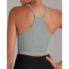 imageSunzel Free to Be Tank Crop Ribbed Tank Tops Seamless Racerback Camisoles No pad Camis Cropped Workout Gym YogaGrey Grayish Green2pcscrop