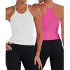 imageSunzel Free to Be Tank Crop Ribbed Tank Tops Seamless Racerback Camisoles No pad Camis Cropped Workout Gym YogaHot Pinkwhite2pcswaist Length
