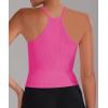 imageSunzel Free to Be Tank Crop Ribbed Tank Tops Seamless Racerback Camisoles No pad Camis Cropped Workout Gym YogaHot Pinkwhite2pcswaist Length