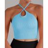 imageSunzel Free to Be Tank Crop Ribbed Tank Tops Seamless Racerback Camisoles No pad Camis Cropped Workout Gym YogaHotpink Splashblue2pcscrop