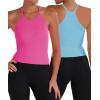 imageSunzel Free to Be Tank Crop Ribbed Tank Tops Seamless Racerback Camisoles No pad Camis Cropped Workout Gym YogaHotpinksplashblue2pcswaist Length
