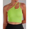 imageSunzel Free to Be Tank Crop Ribbed Tank Tops Seamless Racerback Camisoles No pad Camis Cropped Workout Gym YogaNeon Green Bright Orange2pcscrop