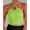 imageSunzel Free to Be Tank Crop Ribbed Tank Tops Seamless Racerback Camisoles No pad Camis Cropped Workout Gym YogaNeon Green Bright Orange2pcscrop