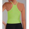 imageSunzel Free to Be Tank Crop Ribbed Tank Tops Seamless Racerback Camisoles No pad Camis Cropped Workout Gym YogaNeon Greenbright Orange2pcswaist Length