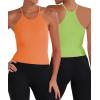 imageSunzel Free to Be Tank Crop Ribbed Tank Tops Seamless Racerback Camisoles No pad Camis Cropped Workout Gym YogaNeon Greenbright Orange2pcswaist Length