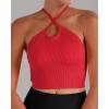 imageSunzel Free to Be Tank Crop Ribbed Tank Tops Seamless Racerback Camisoles No pad Camis Cropped Workout Gym YogaRed Black Brown3pcscrop