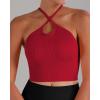 imageSunzel Free to Be Tank Crop Ribbed Tank Tops Seamless Racerback Camisoles No pad Camis Cropped Workout Gym YogaRed Brown2pcscrop
