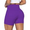 imageSunzel No Front Seam Biker Shorts for Women with Pockets Yoga Workout Gym Bike Shorts with Tummy ControlElectric Purple