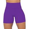 imageSunzel No Front Seam Biker Shorts for Women with Pockets Yoga Workout Gym Bike Shorts with Tummy ControlElectric Purple