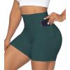imageSunzel No Front Seam Biker Shorts for Women with Pockets Yoga Workout Gym Bike Shorts with Tummy ControlJasper Green