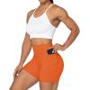 imageSunzel No Front Seam Biker Shorts for Women with Pockets Yoga Workout Gym Bike Shorts with Tummy ControlOrange