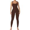 imageSunzel Ribbed Yoga Jumpsuits for Women Sexy Seamless Square Neck Tummy Control Workout One Piece Bodysuits Unitard for WomenBrown