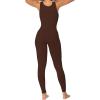 imageSunzel Ribbed Yoga Jumpsuits for Women Sexy Seamless Square Neck Tummy Control Workout One Piece Bodysuits Unitard for WomenBrown