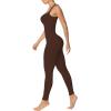 imageSunzel Ribbed Yoga Jumpsuits for Women Sexy Seamless Square Neck Tummy Control Workout One Piece Bodysuits Unitard for WomenBrown