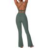 imageSunzel Sunzfly Womens Mini Flare Leggings with Pockets High Waisted Tummy Control Yoga Pants Bootcut Workout Gym CasualAsh Green