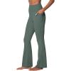 imageSunzel Sunzfly Womens Mini Flare Leggings with Pockets High Waisted Tummy Control Yoga Pants Bootcut Workout Gym CasualAsh Green