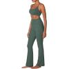 imageSunzel Sunzfly Womens Mini Flare Leggings with Pockets High Waisted Tummy Control Yoga Pants Bootcut Workout Gym CasualAsh Green