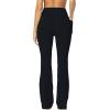 imageSunzel Sunzfly Womens Mini Flare Leggings with Pockets High Waisted Tummy Control Yoga Pants Bootcut Workout Gym CasualBlack