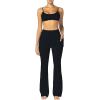 imageSunzel Sunzfly Womens Mini Flare Leggings with Pockets High Waisted Tummy Control Yoga Pants Bootcut Workout Gym CasualBlack