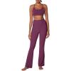 imageSunzel Sunzfly Womens Mini Flare Leggings with Pockets High Waisted Tummy Control Yoga Pants Bootcut Workout Gym CasualItalian Plum