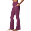imageSunzel Sunzfly Womens Mini Flare Leggings with Pockets High Waisted Tummy Control Yoga Pants Bootcut Workout Gym CasualItalian Plum