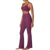 imageSunzel Sunzfly Womens Mini Flare Leggings with Pockets High Waisted Tummy Control Yoga Pants Bootcut Workout Gym CasualItalian Plum