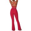imageSunzel Sunzfly Womens Mini Flare Leggings with Pockets High Waisted Tummy Control Yoga Pants Bootcut Workout Gym CasualScarlet Smile