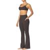 imageSunzel Sunzfly Womens Mini Flare Leggings with Pockets High Waisted Tummy Control Yoga Pants Bootcut Workout Gym CasualSeal Brown
