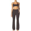 imageSunzel Sunzfly Womens Mini Flare Leggings with Pockets High Waisted Tummy Control Yoga Pants Bootcut Workout Gym CasualSeal Brown