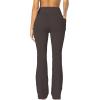imageSunzel Sunzfly Womens Mini Flare Leggings with Pockets High Waisted Tummy Control Yoga Pants Bootcut Workout Gym CasualSeal Brown